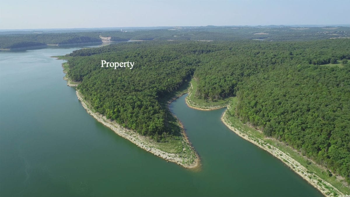 Aerial photo looking south at the Walleye Shores section of Timber Shoals Ranch.